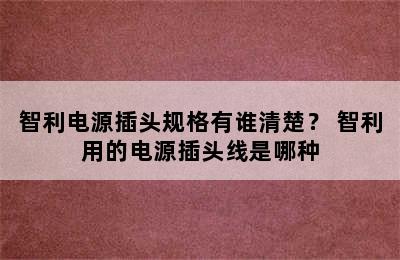 智利电源插头规格有谁清楚？ 智利用的电源插头线是哪种